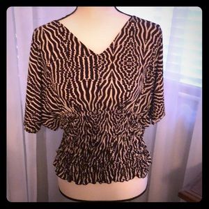 Brown and White Printed Top size L Worthington